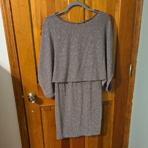 Jessica Howard Shimmering Silver Long Sleeve Dress
